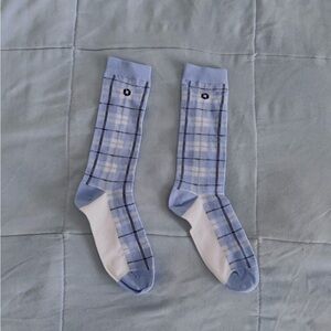 Chase Lands End Blue and White Plaid Socks